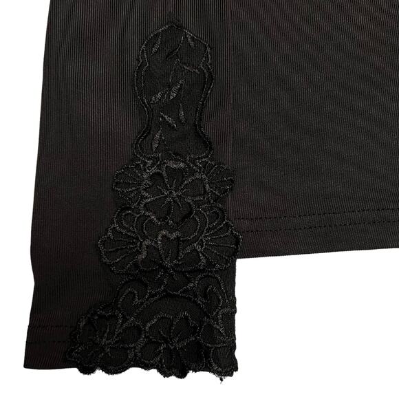Woman’s Black Long Sleeve Top with Floral Lace Accents – Elegant & Stylish - Picture 7 of 8
